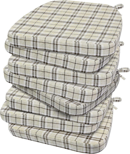 AAAAAcessories D-Shaped Chair Cushions, 2" Thick Dining Chair Pads with Ties and Removable, Machine-Washable Cover, 17" x 16", Set of 4, Oatmeal Beige - Colors A