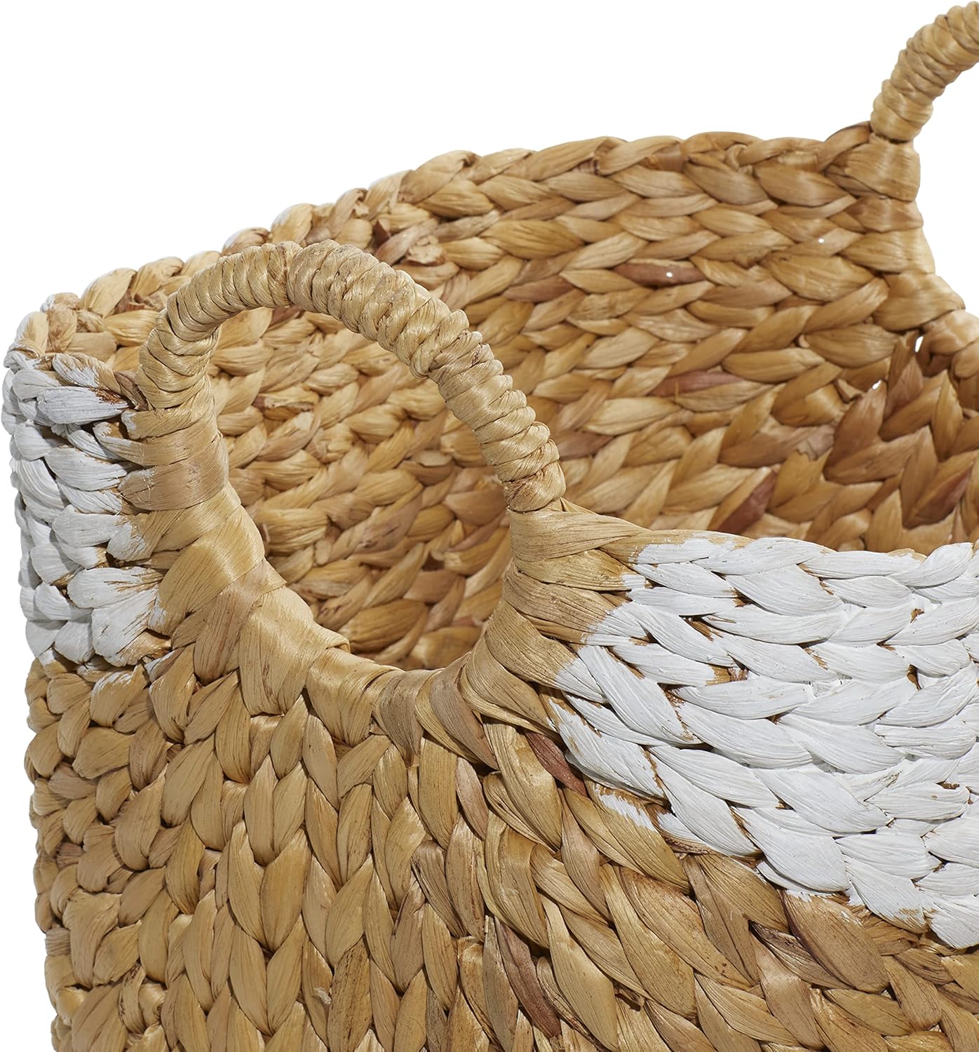 Deco 79 Seagrass Handmade Decorative and Functional Storage Basket Large Woven Basket Organizer with Ring Handles, Basket for Storage 20" x 18" x 19", Brown