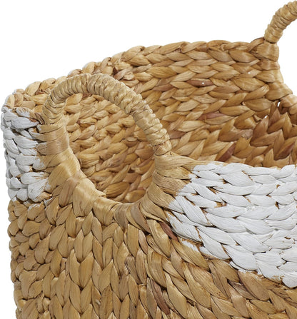 Deco 79 Seagrass Handmade Decorative and Functional Storage Basket Large Woven Basket Organizer with Ring Handles, Basket for Storage 20" x 18" x 19", Brown