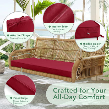 Summsun Outdoor Bench Cushion: Waterproof and Fade Resistant Patio Furniture Cushions - Non-Slip Bench Pad Cushion with Removable Cover for Garden Swing Porch Sofa Settee, 48 x 18 x 3 Inch, Black