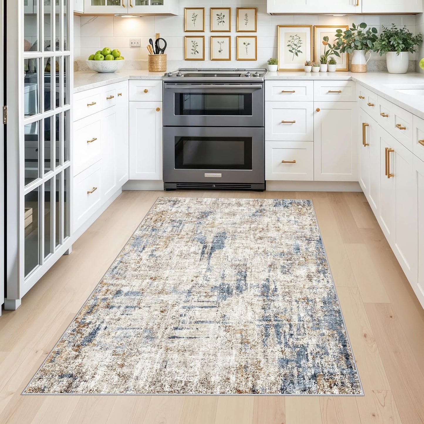 2x3 Washable Non-Slip Area Rug - Soft Low Pile Throw Rug for Kitchen Entryway Bedroom - Modern Indoor Door Mat with Rubber Backing (Beige Grey) - Colors A