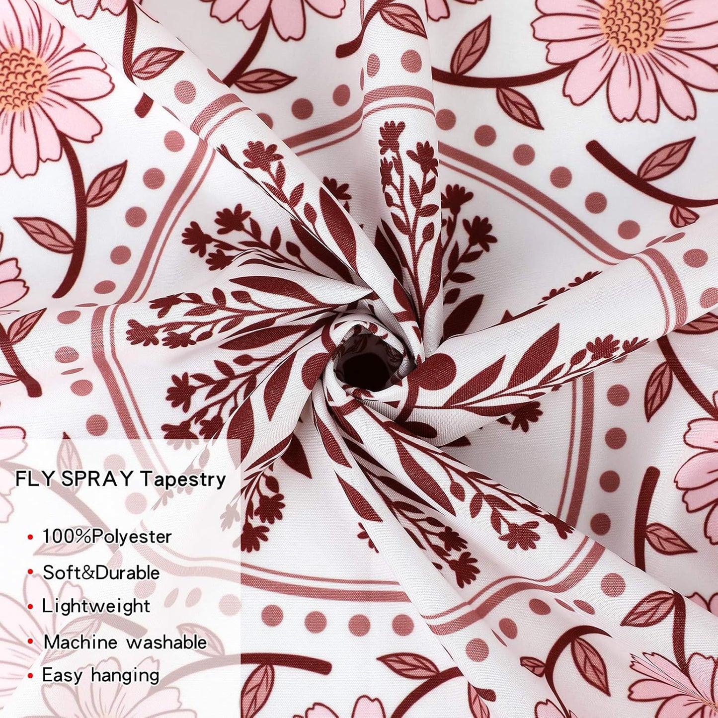 Wall Tapestry for Bedroom Aesthetic Pink Mandala Wall Hanging Large Boho Trippy Tapestries Bohemian Art Tapistry Hippie Floral Tapastry Decor For Bedroom Ceiling Living Room Dorm (60ʺ × 60ʺ)