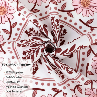Wall Tapestry for Bedroom Aesthetic Pink Mandala Wall Hanging Large Boho Trippy Tapestries Bohemian Art Tapistry Hippie Floral Tapastry Decor For Bedroom Ceiling Living Room Dorm (60ʺ × 60ʺ)