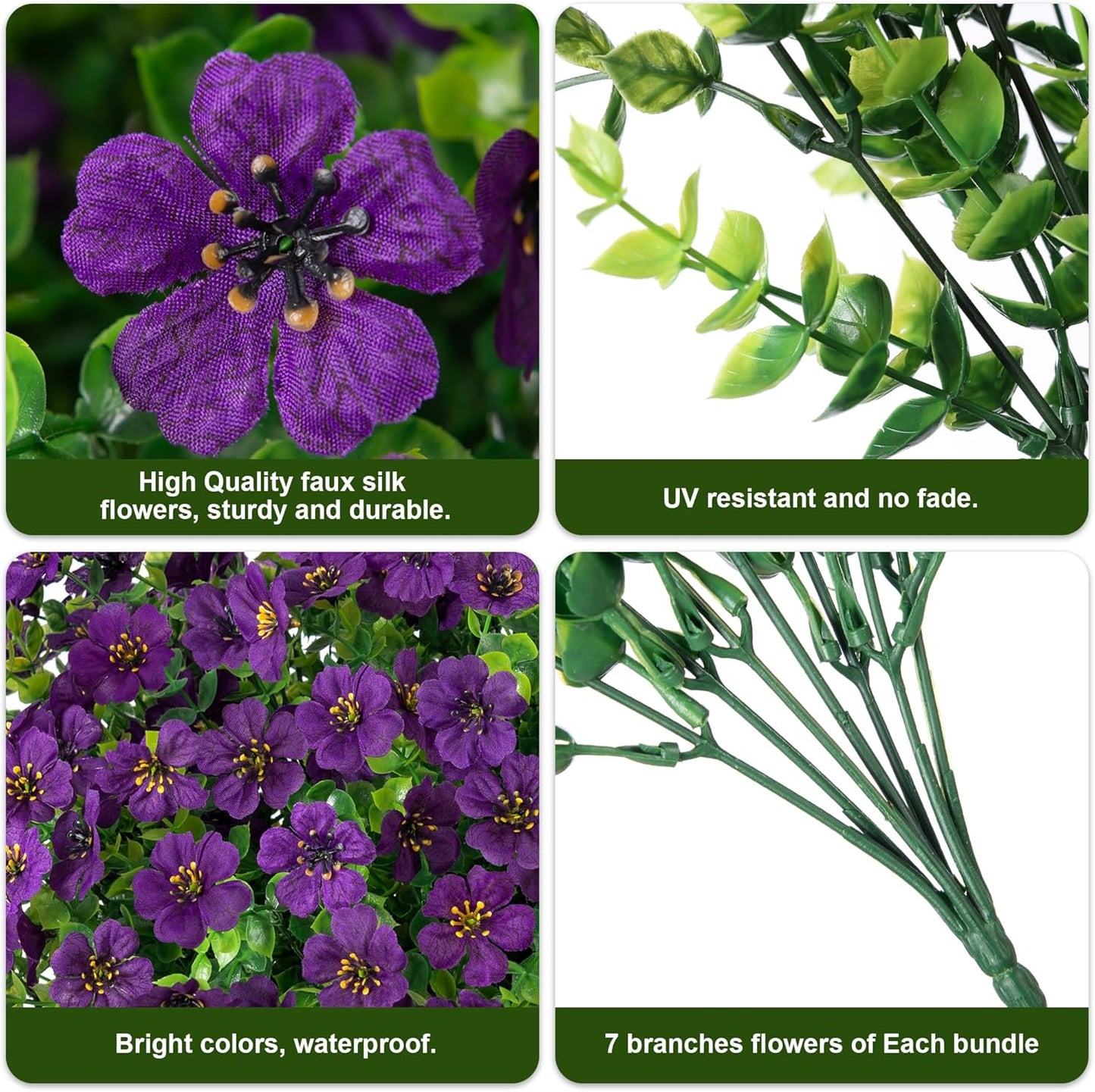 HyeFlora Artificial Flowers for Outdoor Indoor Garden Home Decoration, Faux Flower Daisy with Eucalyptus Leaves Fake Plants Greenery Boxwood Porch Patio, 12 Bundles (Mix Pink Red Purple Yellow)