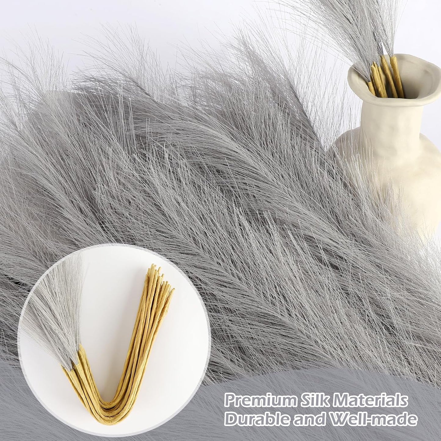 Pampas Grass Decor 30 Pcs 21.7 Inch Faux Brown Pampas Grass Bulk Artificial Dried Flowers Small Vase Filler Pompas Grass.