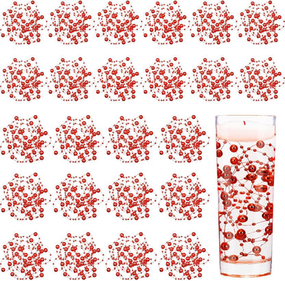 Tondiamo 24 Pcs Artificial Pearl String for Floating Candle Faux Pearls Beads String Garland Centerpiece Decoration for Vases Filler Wedding Spring Holiday Party Decor(Gold)
