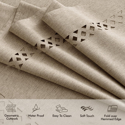 MIULEE Beige Rectangle Linen Polyester Tablecloth with Decorative Cutouts Spring Waterproof Stain Resistant & Shrink-Proof Table Cloth 52x70 inch Farmhouse Style for Dining Wedding and Outdoor