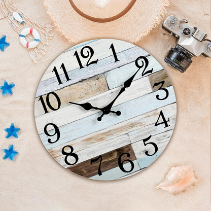 KECYET Wall Clock Battery Operated 8 Inch Silent Non Ticking Coastal Design Country Rustic Retro Decorative for Bathroom Kitchen Living Room Bedroom
