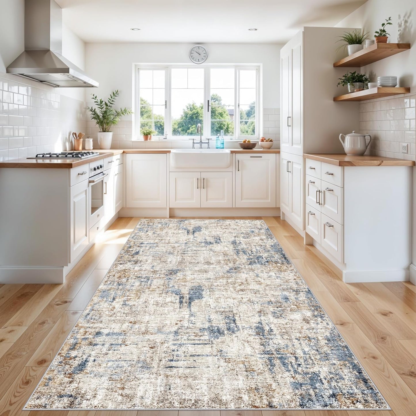 2x3 Washable Non-Slip Area Rug - Soft Low Pile Throw Rug for Kitchen Entryway Bedroom - Modern Indoor Door Mat with Rubber Backing (Beige Grey) - Colors B
