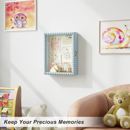 Love-KANKEI Shadow Box Frame 11x14, Deep Large Shadow Box Display Case with Unique Beads Door and Glass Window, Wood Memory Box for Pictures,Medals,Memorabilia,Collections White