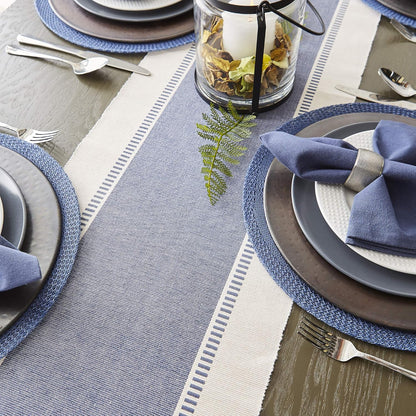 DII Dobby Stripe Woven Table Runner, 13x72-inch, French Blue