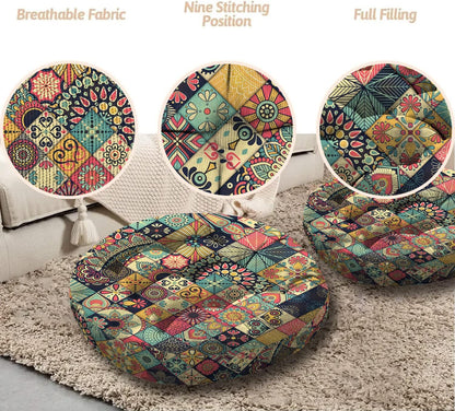 Mandala Meditation Cushion, Boho Meditation Mat, Meditation Pillows for Sitting on Floor, Cushions for Sitting in Home and Outdoor, Square Floor Pillow Cushion Seating for Yoga Accessories 22'' X 22''