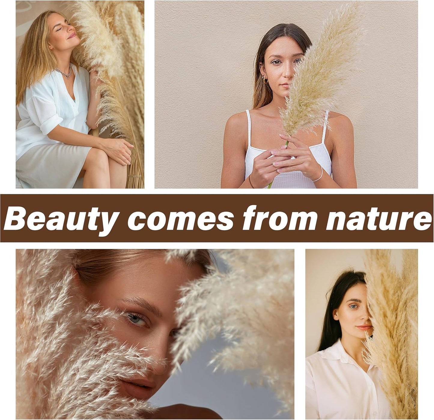 40 PCS Tall Pampas Grass for Floor Vase – 17" Natural Fluffy Dried Pampas Grass Stems, Large 20 White & 20 Brown Pоmpas Grass, Boho Pampas for Wedding, Home Decor, Halloween, Christmas