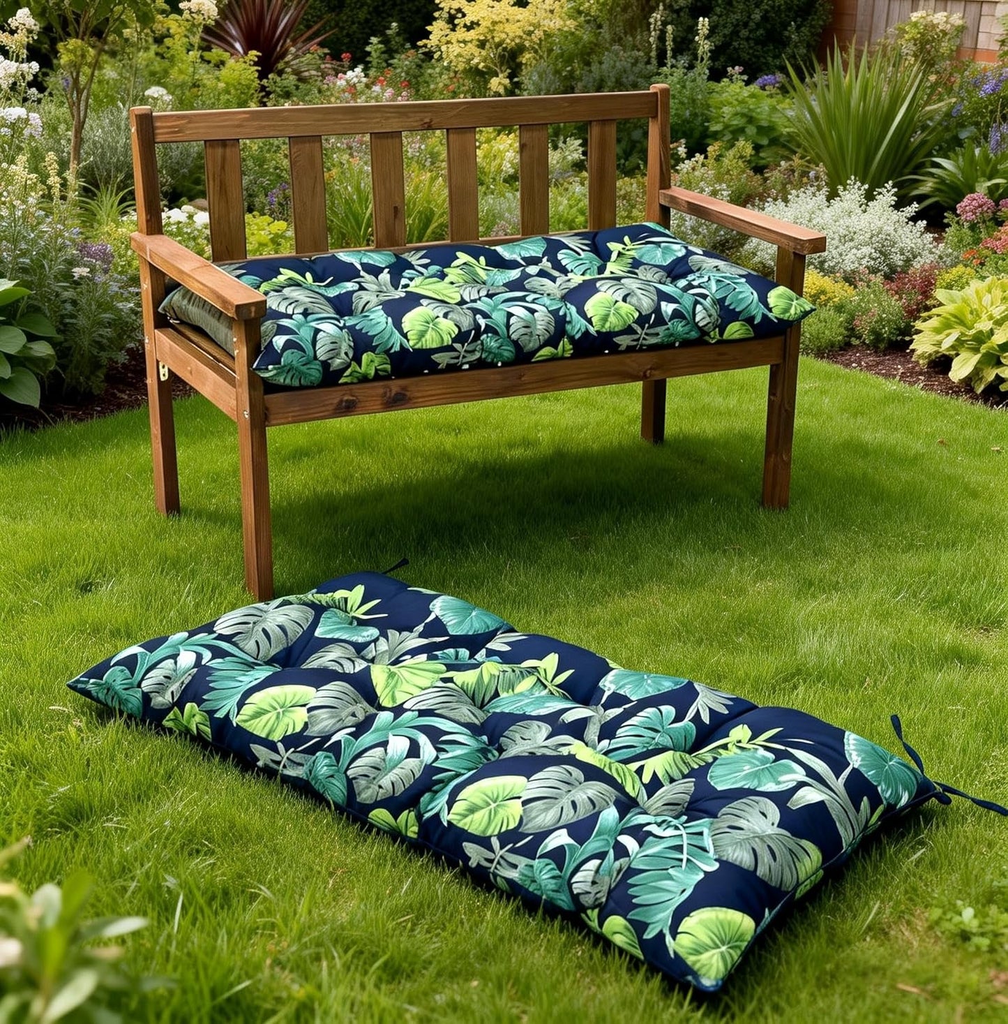 Waterproof & Sun-Resistant Outdoor Bench Cushion - Universal Fit for Patio Chairs, Swing Seats.Lounger Seat Cushions Outdoor Loveseat Bench Seat Pads (Navy,39.4 X 19.7 Inch)