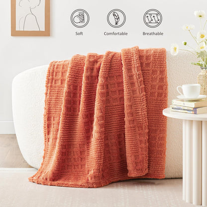 EXQ Home Fleece Throw Blanket for Couch or Bed - 3D Imitation Turtle Shell Jacquard Decorative Blankets - Cozy Soft Lightweight Fuzzy Flannel Blanket Suitable for All Seasons(50"×60",Beige)