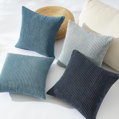 Topfinel Decorative Throw Pillow Covers Cushion Cases, Set of 4 Soft Velvet Modern Double-Sided Designs, Mix and Match for Boho Farmhouse Fall Home Decor (18x18 inch, Orange/Teal)