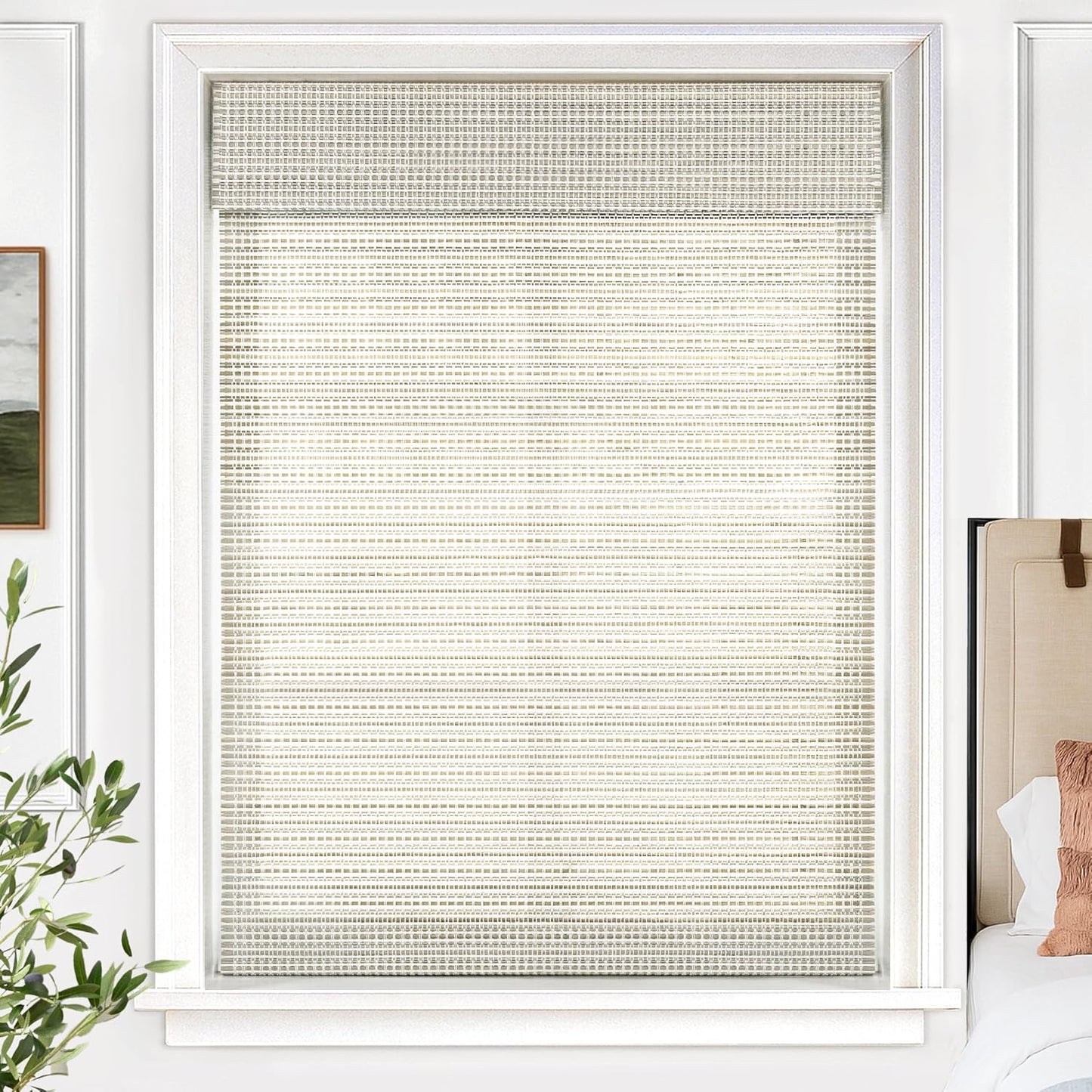 UNISHADES Cordless Bamboo Roman Shades for Windows, Blinds Size (30.5" W ×48" H) Colour (Highfield Teak)