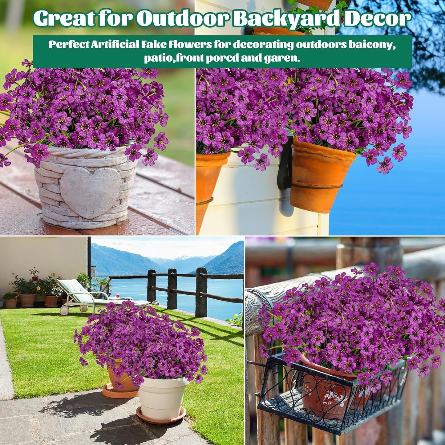 Lnoicy Artificial Greenery Plants Outdoor UV Resistant Fake Plants Boxwood Shrubs Grass,20 Bundles for Farmhouse Home Garden Office Patio Backyard Wedding and Indoor Outdoor Decoration