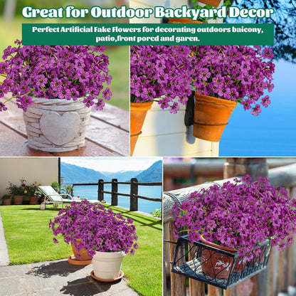 Lnoicy Artificial Greenery Plants Outdoor UV Resistant Fake Plants Boxwood Shrubs Grass,20 Bundles for Farmhouse Home Garden Office Patio Backyard Wedding and Indoor Outdoor Decoration