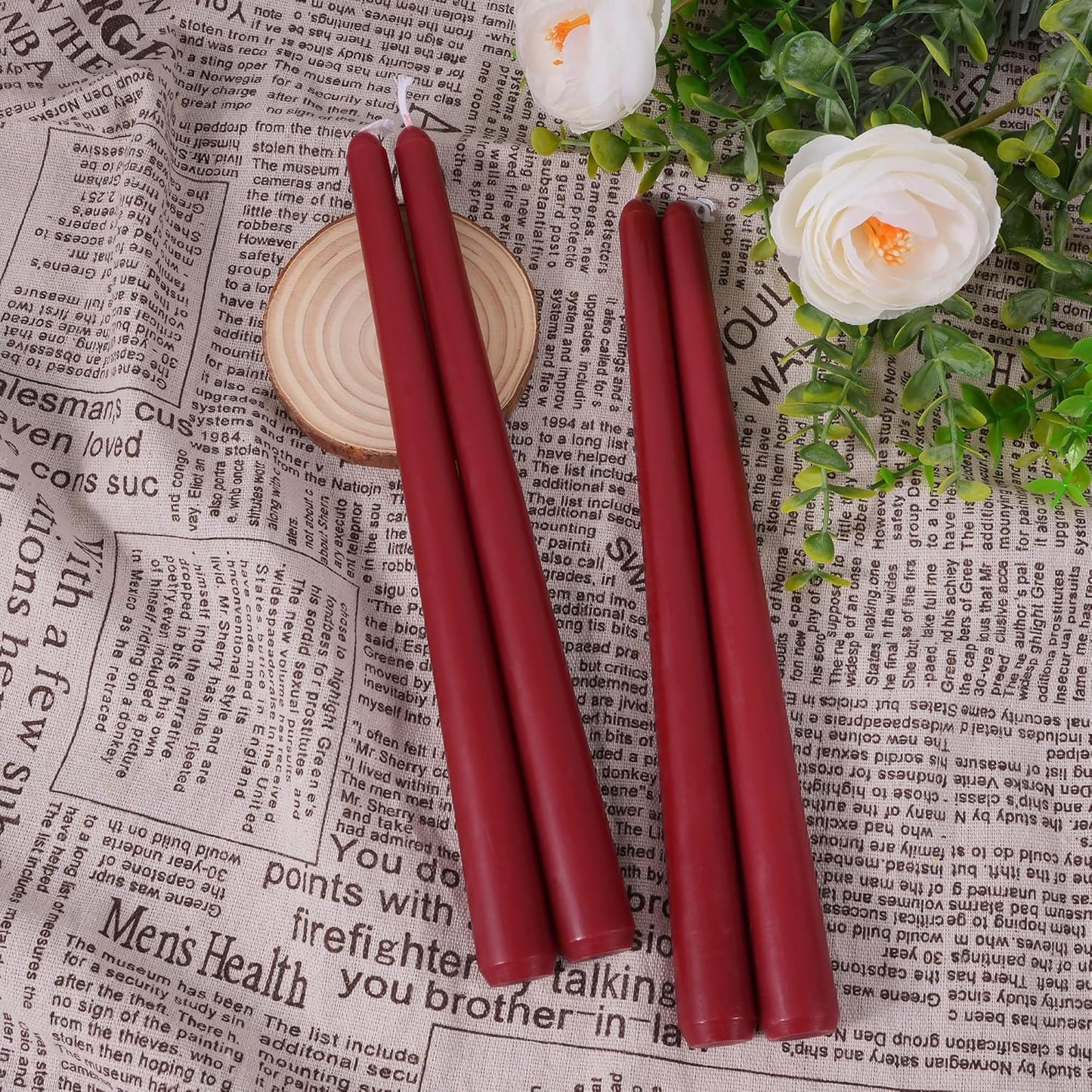 Viyffo Taper Candles, 10 Inch, 4 Pack, Olive Glow – Unscented, Dripless & Smokeless Design, Up to 8 Hour Burn – Long Tall Taper Candlesticks for Wedding, Dinner & Home Decor