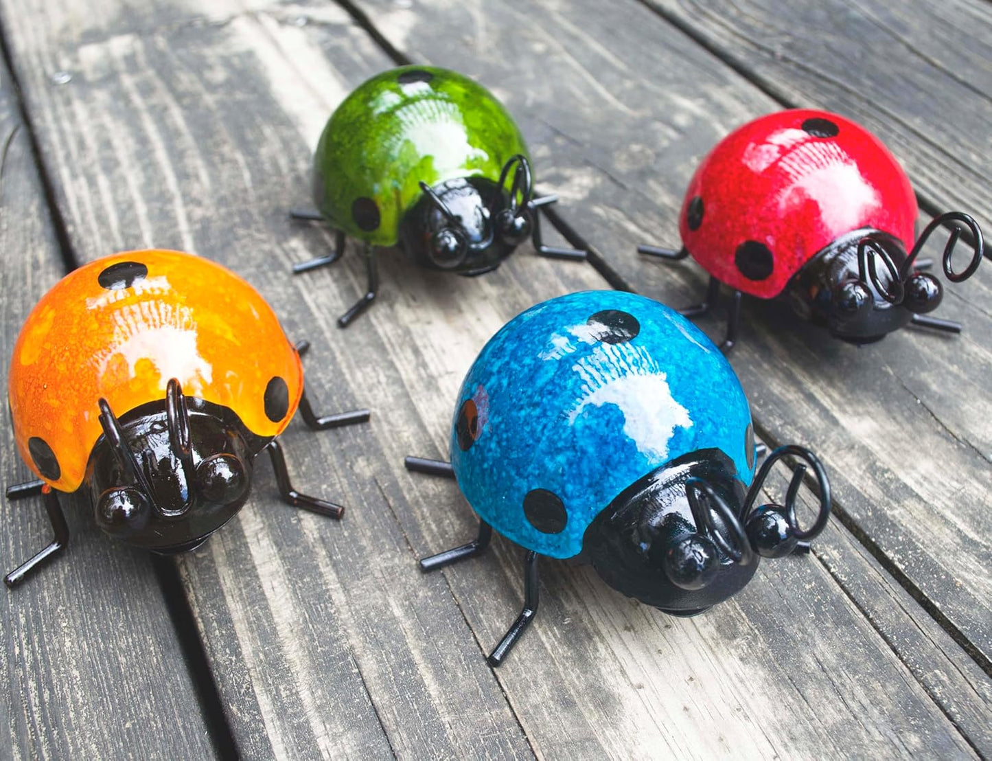 Metal Garden Wall Art Decorative Set of 4 Cute Ladybugs Outdoor Wall Sculptures