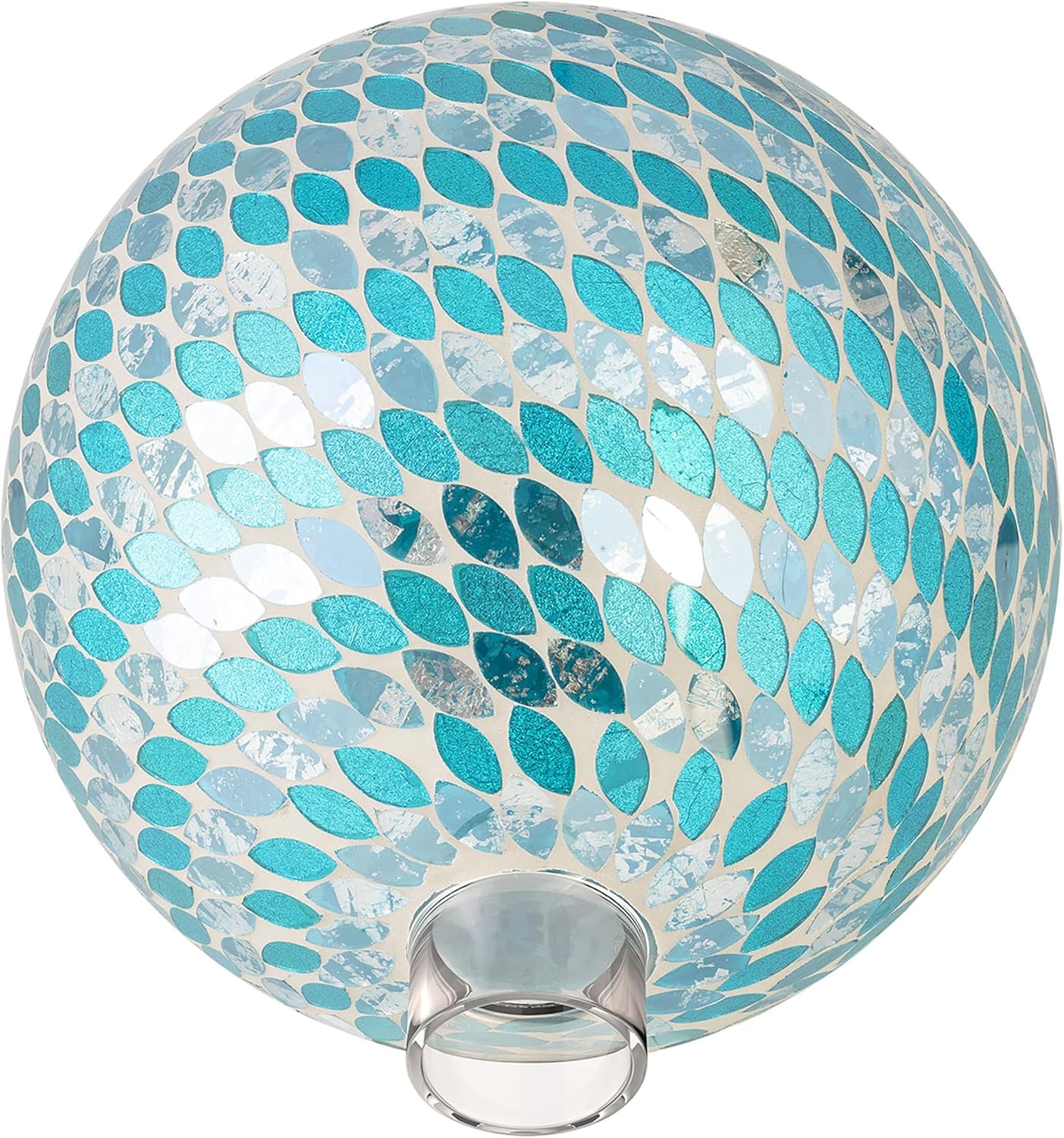Alpine Corporation 10" Diameter Indoor/Outdoor Glass Mosaic Gazing Globe Yard Decoration, Purple Pearlized Petals Design