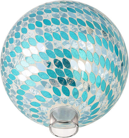 Alpine Corporation 10" Diameter Indoor/Outdoor Glass Mosaic Gazing Globe Yard Decoration, Purple Pearlized Petals Design