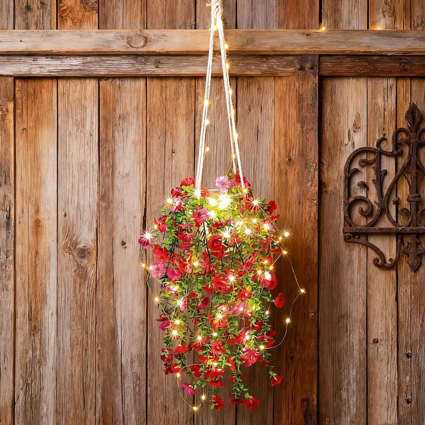 Comtelek Fake Hanging Plants with Lights Artificial Plants for Home Decor Macrame Plant Hanger with Fake Vines Faux Hanging Planter for Wall Ceiling Bedroom Bathroom Kitchen Office Boho Decor Indoor