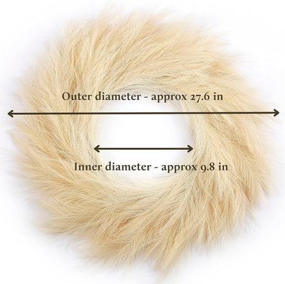 Perfnique Pampas Grass Wreath, 25'' Faux Pampas Wreath for Front Door, Artificial Pampas Wreath for All Seasons, Boho Wall Decor, Farmhouse Pampas Grass Garland, DIY Wreath Arrangement (Ivory&Taupe)