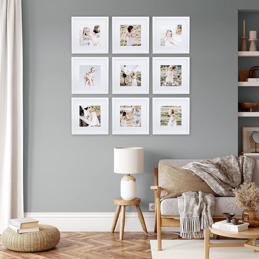 Sheffield Home 9 Piece Gallery Wall Frame Set, 11x14 in. matted to 8x10 in. (Matte Black)