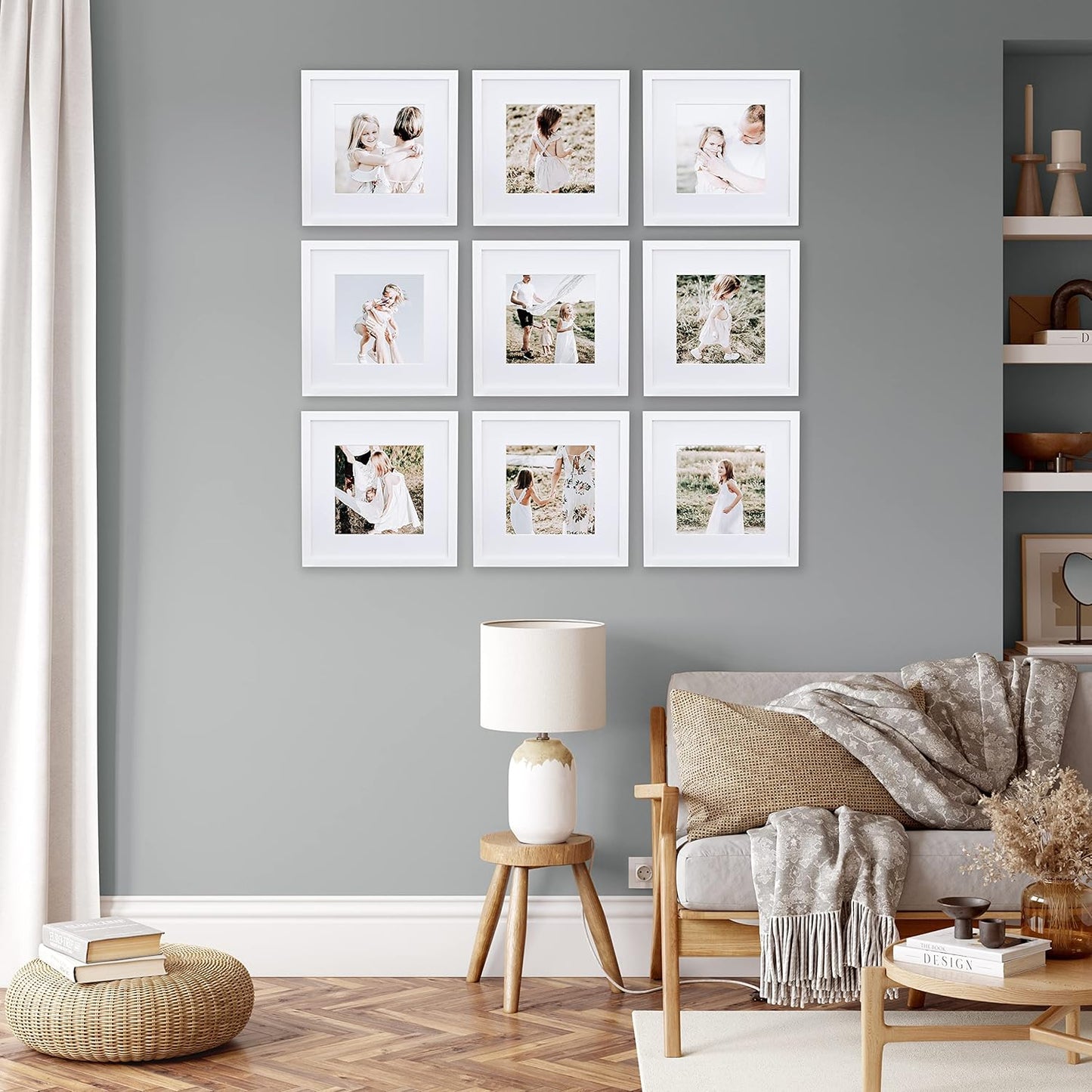 Sheffield Home 9 Piece Gallery Wall Frame Set, 11x14 in. matted to 8x10 in. (Matte Black)
