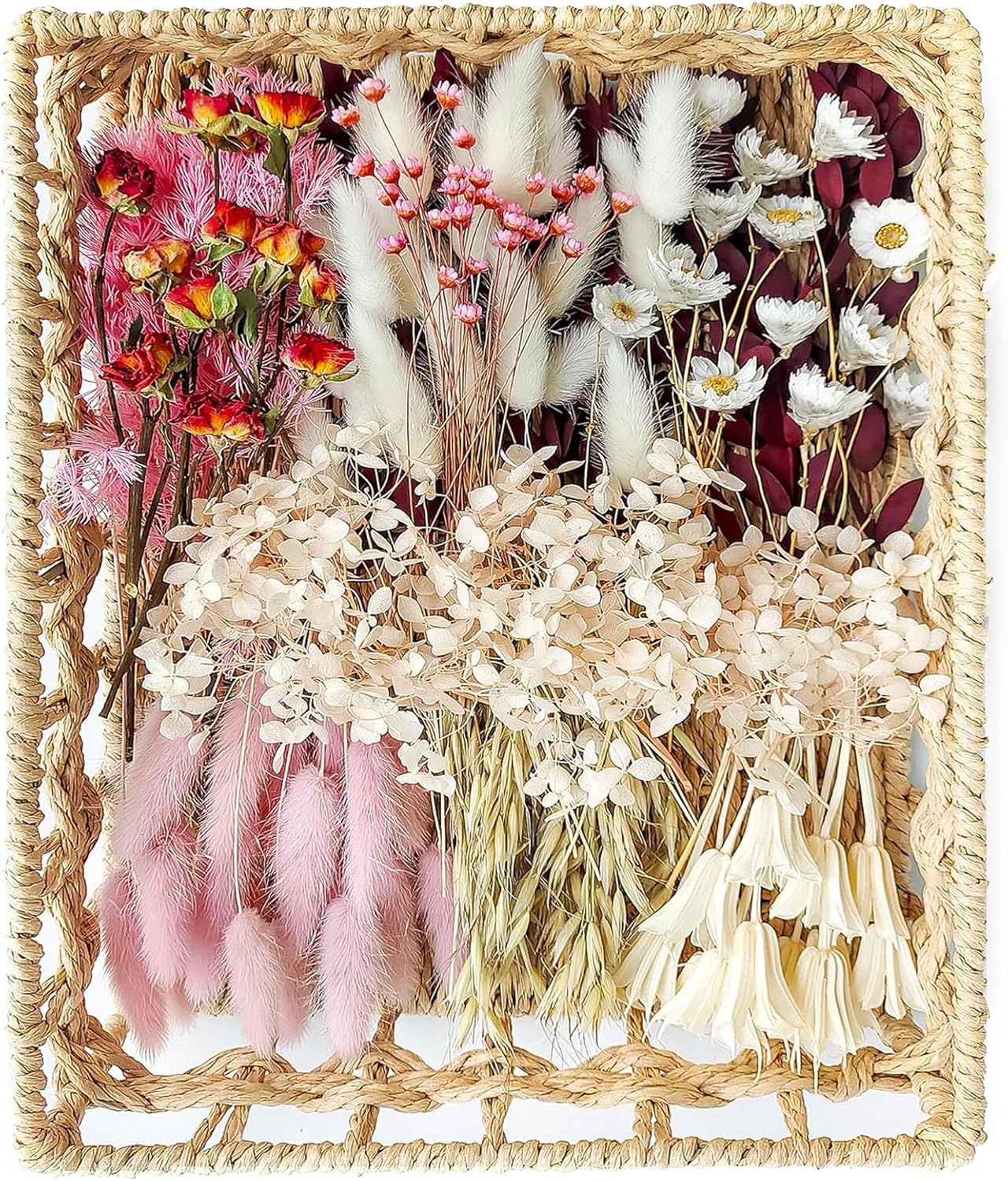 DIY Natural Dried Flower Set, Bulk Dried Flowers for Vase, Dried Flowers with Stems, Dried Roses, Mini Dried Flower Bouquets.(Brown)