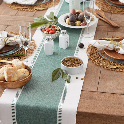 DII Dobby Stripe Woven Table Runner, 13x72-inch, French Blue