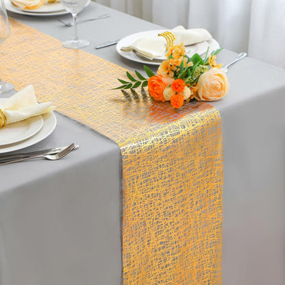 Snowkingdom 2 Pieces Gold Table Runner, Sequin Glitter Foil Metallic Thin Mesh Runner Roll 11"x108", Gold Table Decorations for Event Party, Wedding, Birthday Party, Christmas