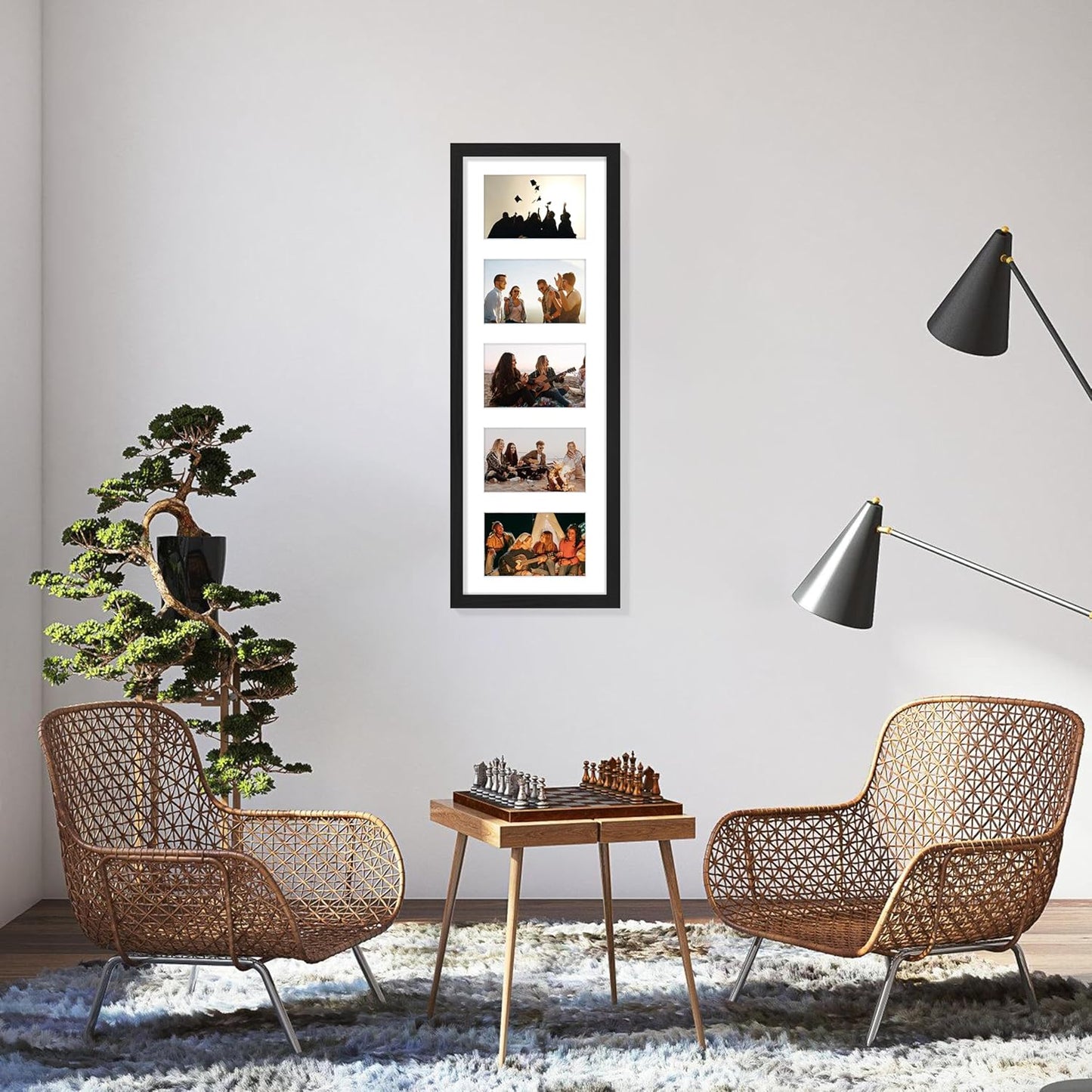 Vittanly 11x14 Collage Picture Frame, Displays 5Pcs 4x6 Pictures with Mat or 1Pcs 11x14 without Mat for Wall Mounting, Picture Frames Collage Wall Decor in Black, 1 Pack