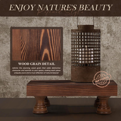 EOSAHR Farmhouse Riser for Room Decor : Decorative Pedestal Stand For Display Your Home Decorations and Uniquely Soap Stand - Rustic Bathroom Counter Tray and Kitchen Decor (Natural Wood)