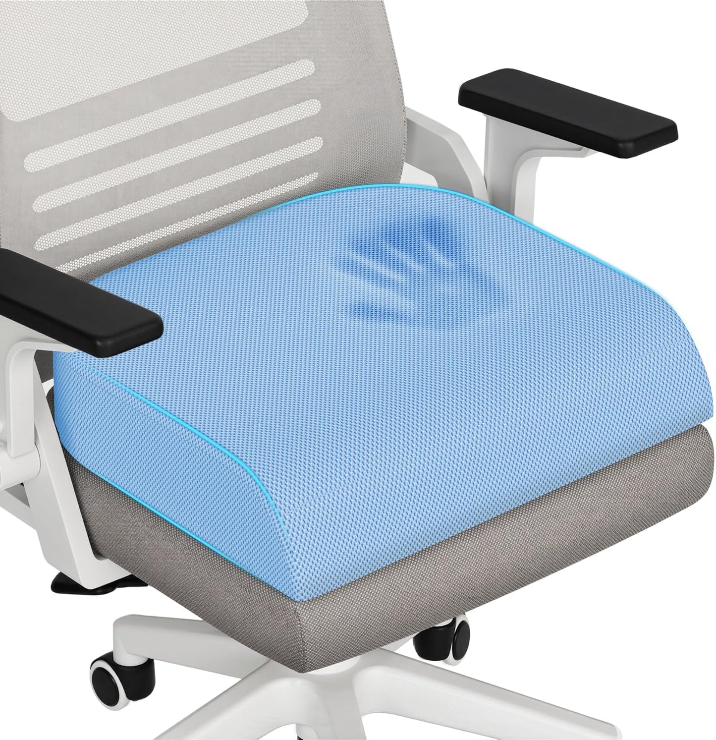 TranquilRelax Large Seat Cushion, Memory Foam Cushion for Long Sitting Hours on Office Chair, Car Seat, Non-Slip Chair Pad for Sciatica, Coccyx, Tailbone Pain Relief & Post-Surgery Recovery (Black)