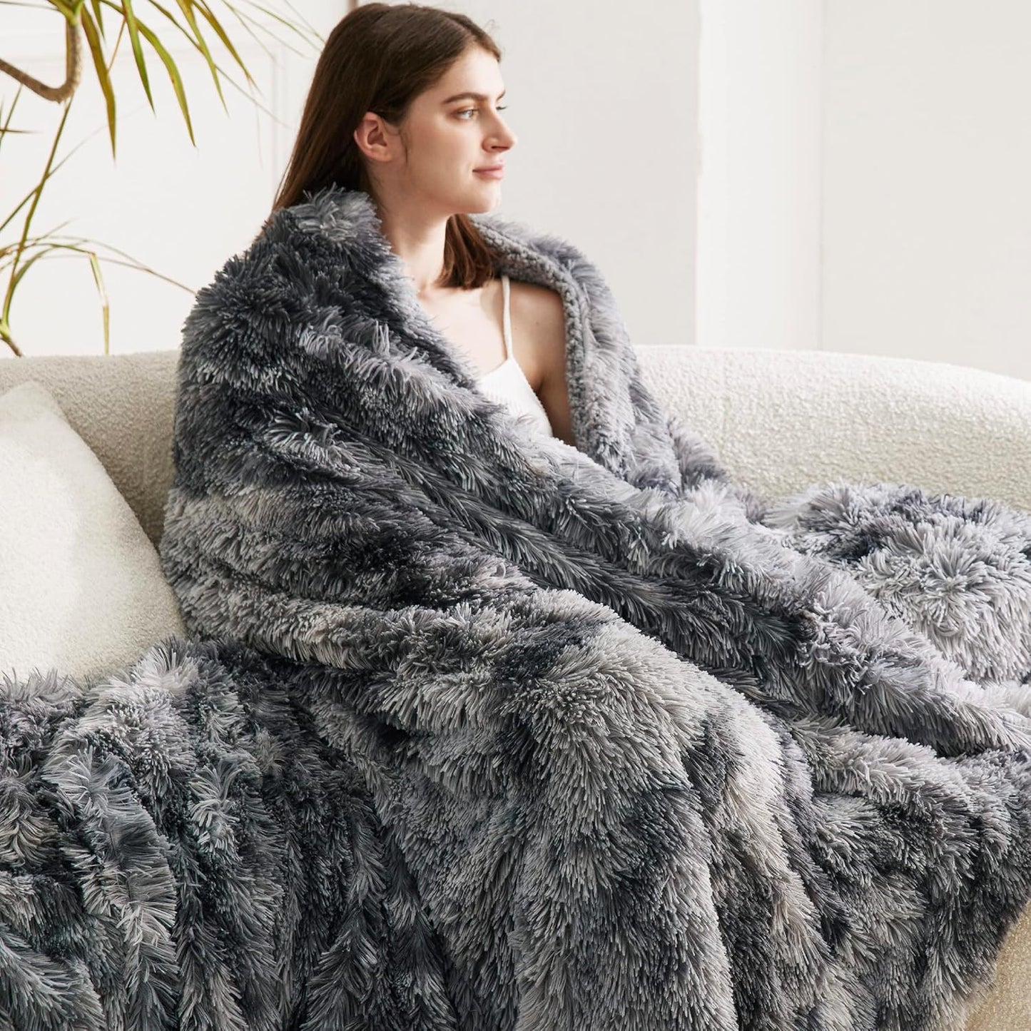 Bedsure GentleSoft Fluffy Fuzzy Faux Fur Throw Blanket for Couch, Soft Sherpa Fleece Cozy Gifts for Women, Plush Bed Blanket Room Decor for Men, Thick Warm Minky Teen Gifts Winter Bedding