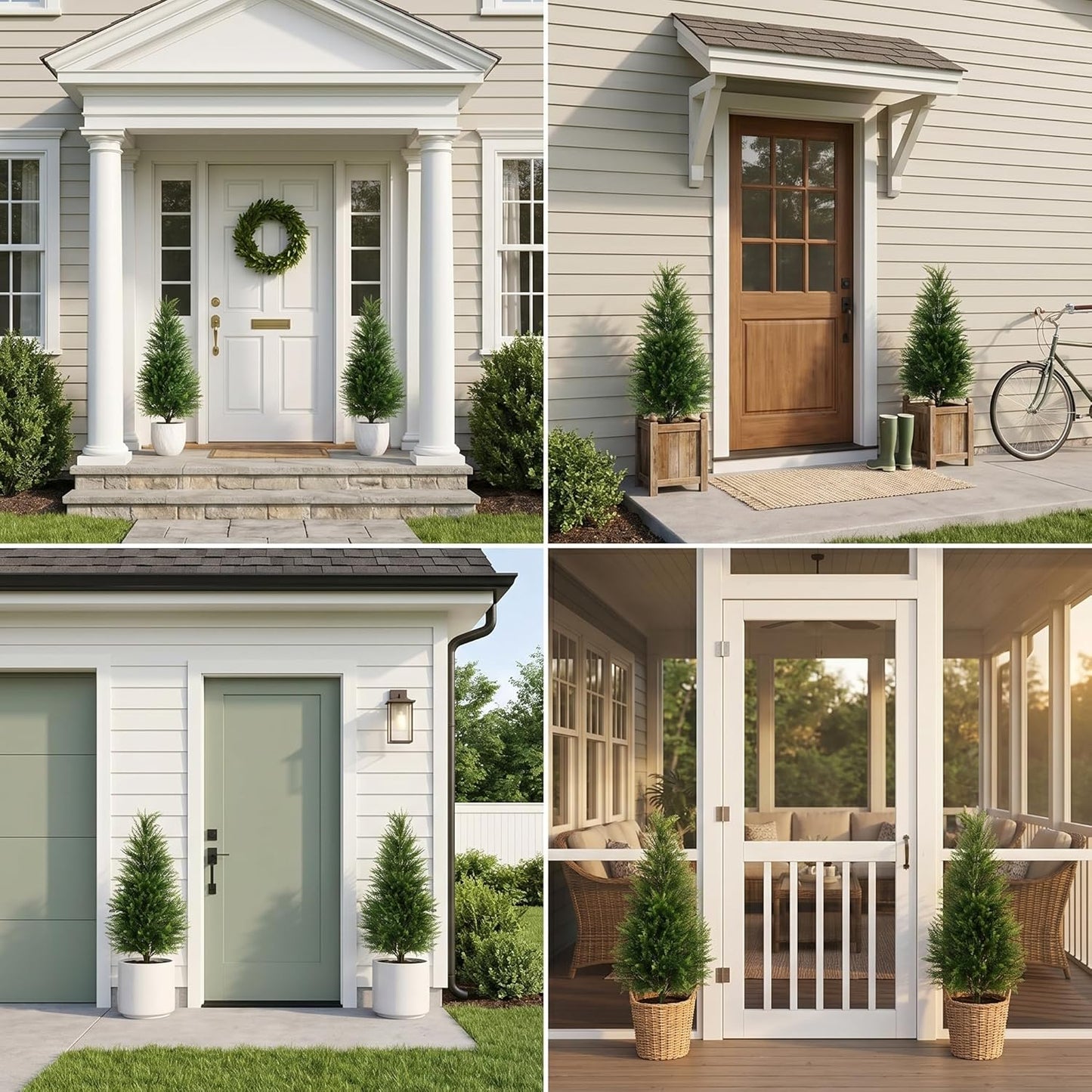 3FT Artificial Cedar Trees 2 Pack, UV Protected Fake Outdoor Evergreen Topiary Potted Plants, Lifelike Artificial Cypress Shrubs for Porch Patio Garden Home Office Decor