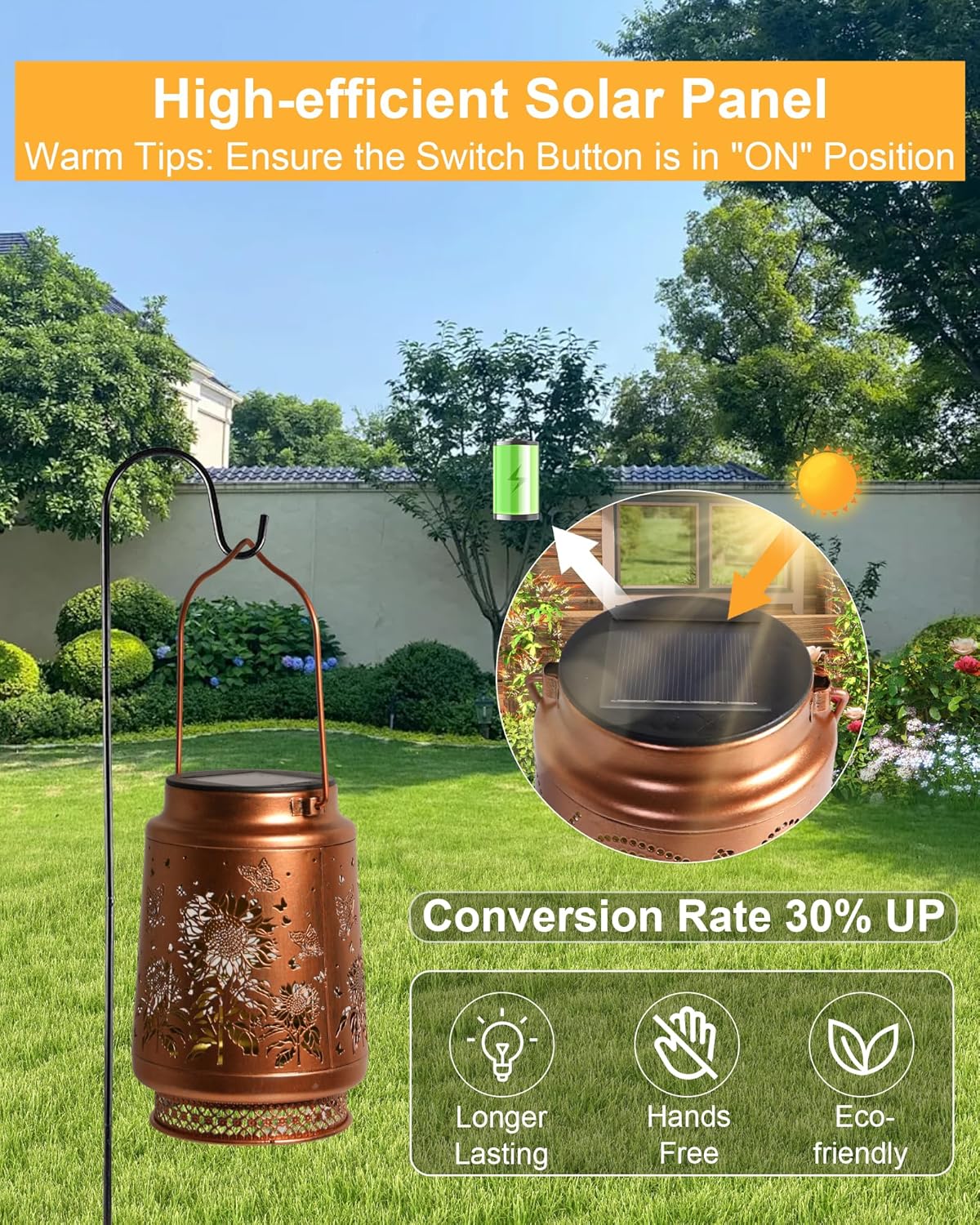 Solar Lanterns Outdoor Waterproof Hummingbird Elegant Garden Decor Birthday Gifts for Women Mom Grandma Sister Metal Hanging Solar Lights Outside Gardening Decorations for Backyard, Patio, Lawn, Porch