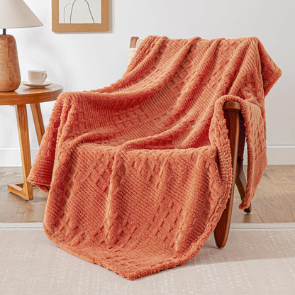 EXQ Home Fleece Throw Blanket for Couch or Bed - 3D Imitation Turtle Shell Jacquard Decorative Blankets - Cozy Soft Lightweight Fuzzy Flannel Blanket Suitable for All Seasons(50"×60",Beige)