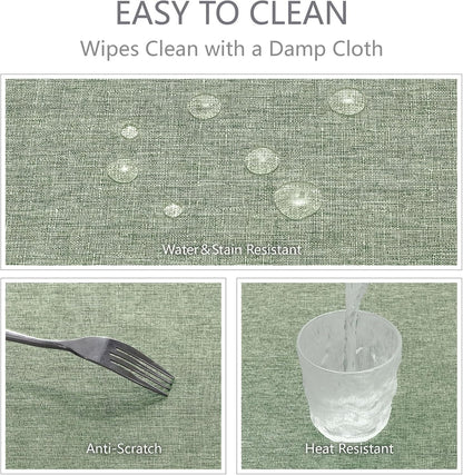 Veblandy Rectangle Tablecloth Waterproof Linen Textured Table Cloth Stain and Wrinkle Resistant Washable, Decorative Fabric Table Cover for Dining, Party and Camping (Sage Green, 52 * 70)