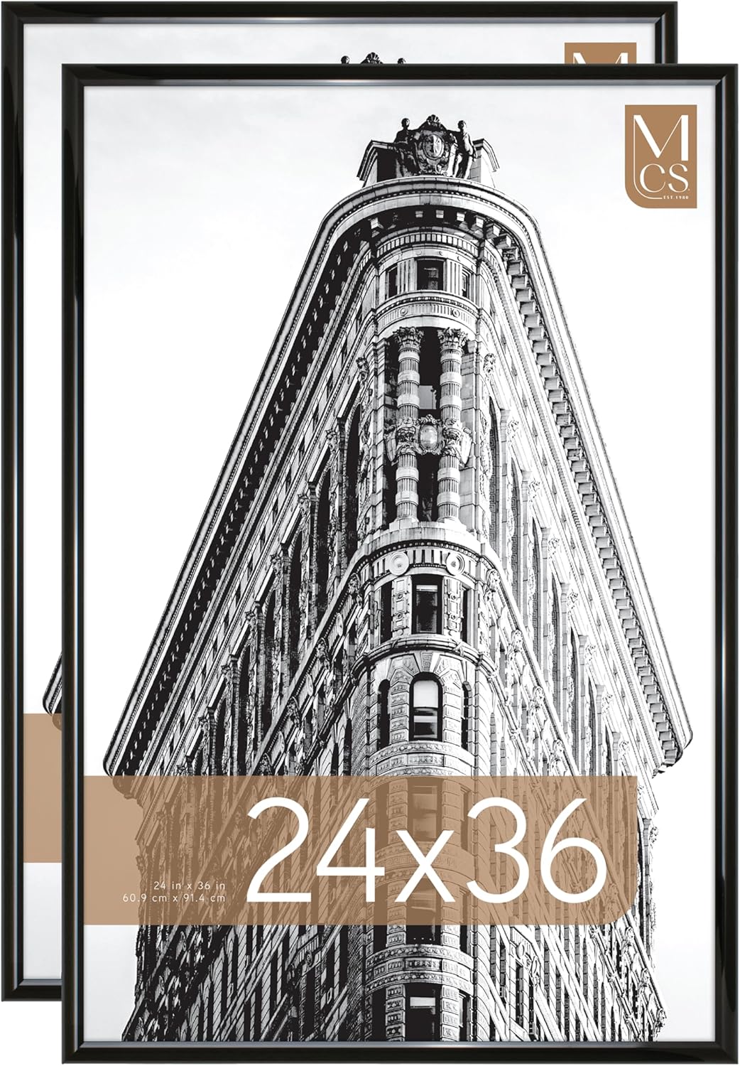 MCS Trendsetter 24x36 Poster Frame Black High-Gloss, Vertical & Horizontal Wall Hanging Large Picture Frame for Photos, Posters & Art Prints (1-Pack)