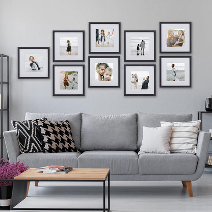 Sheffield Home 9 Piece Gallery Wall Frame Set, 11x14 in. matted to 8x10 in. (Matte Black)