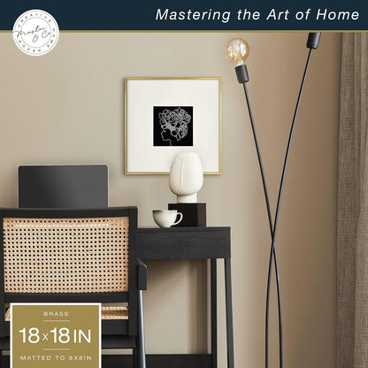 MCS Master & Co. Foundry Metal 18x18 Matted Picture Frame with 8x8 Photo Display, Black Vertical & Horizontal Wall Hanging Frame for Photos & Artwork (1-Pack)