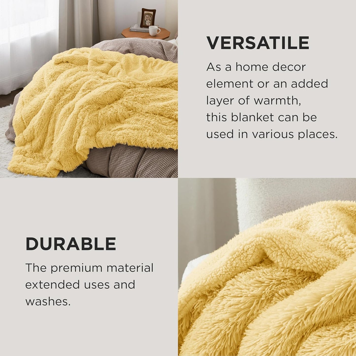 Bedsure GentleSoft Fluffy Fuzzy Faux Fur Throw Blanket for Couch, Soft Sherpa Fleece Cozy Gifts for Women, Plush Bed Blanket Room Decor for Men, Thick Warm Minky Teen Gifts Winter Bedding