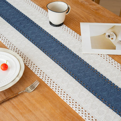 FEXIA Boho Table Runner for Thanksgiving Fall Christmas Home Decor with Tassels 72 Inches Long Pottery barn Furniture Farmhouse Rustic Macrame Burlap Table Decoration for Living Room (12x72 Inches)