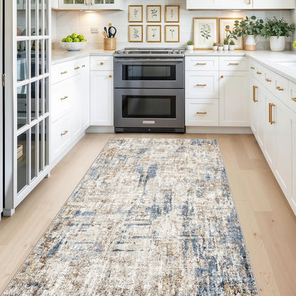 2x3 Washable Non-Slip Area Rug - Soft Low Pile Throw Rug for Kitchen Entryway Bedroom - Modern Indoor Door Mat with Rubber Backing (Beige Grey) - Colors B