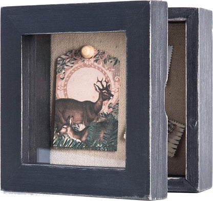 Freezing point Shadow Box Frame 8x8 Shadow Boxes Display Case with Linen Back Memorabilia Awards Medals Bouquet Photos Picture Badge Wedding Memory Box for Keepsakes Carbonized Small Pin Board