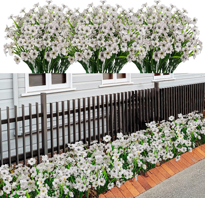 LikSoor 21 Bundles Artificial Outdoor UV Resistant Flowers No Fade Fake Outside Flowers Plastic Greenery Faux Shrubs Garden Porch Window Box Home Decoration(Purple)